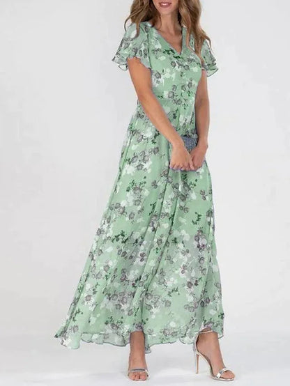 Image of Allison | Women's V-Neck Floral Maxi Dress