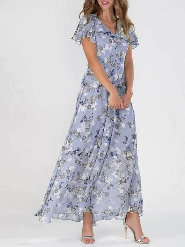 Image of Allison | Women's V-Neck Floral Maxi Dress