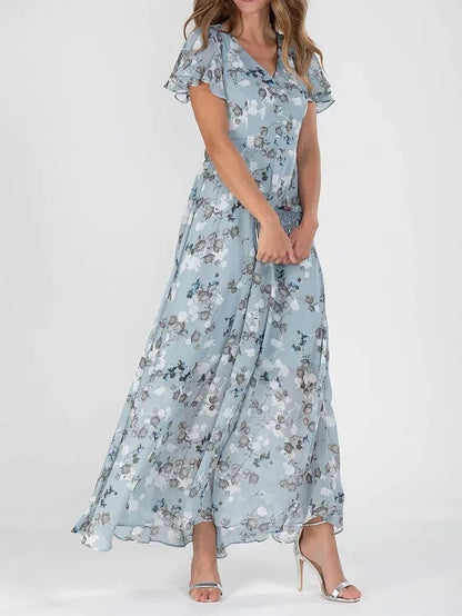 Image of Allison | Women's V-Neck Floral Maxi Dress