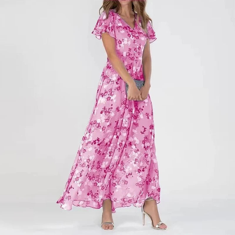 Image of Allison | Women's V-Neck Floral Maxi Dress