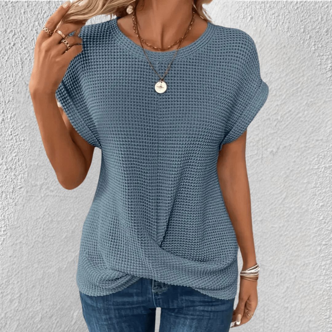 Image of Amber | Women's Twist Front Waffle Knit Top
