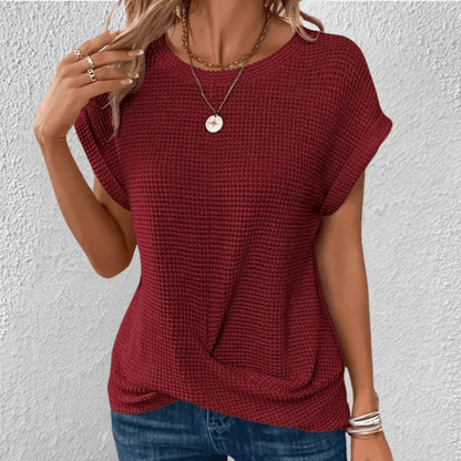 Image of Amber | Women's Twist Front Waffle Knit Top