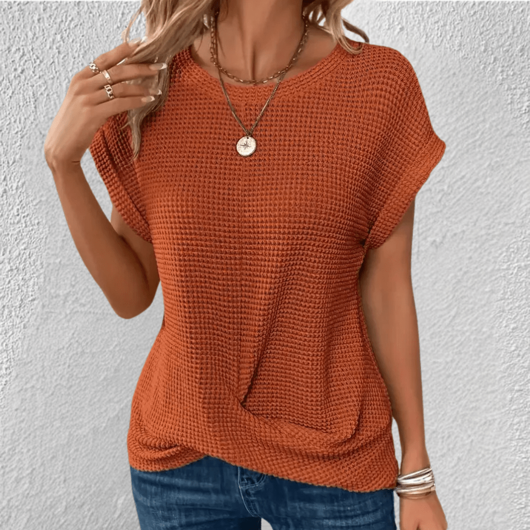 Image of Amber | Women's Twist Front Waffle Knit Top