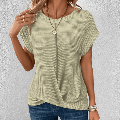 Image of Amber | Women's Twist Front Waffle Knit Top
