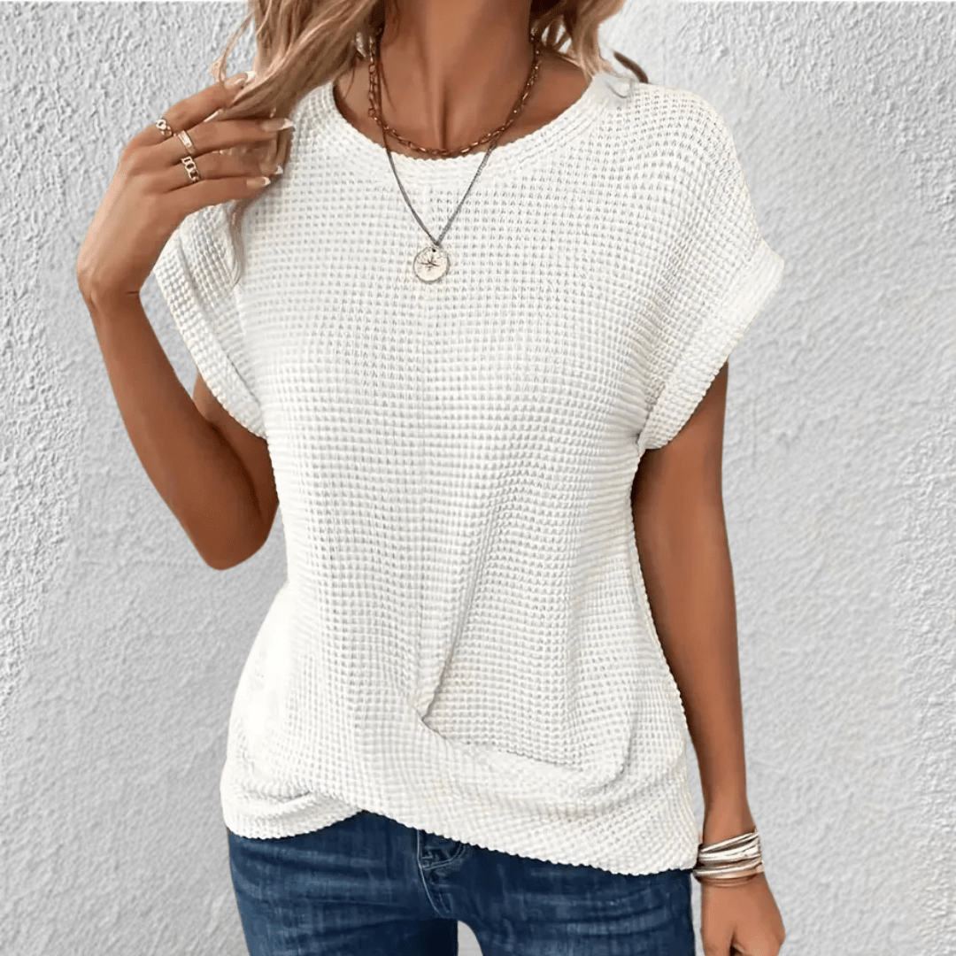 Image of Amber | Women's Twist Front Waffle Knit Top