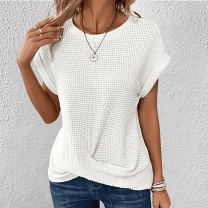 Image of Amber | Women's Twist Front Waffle Knit Top