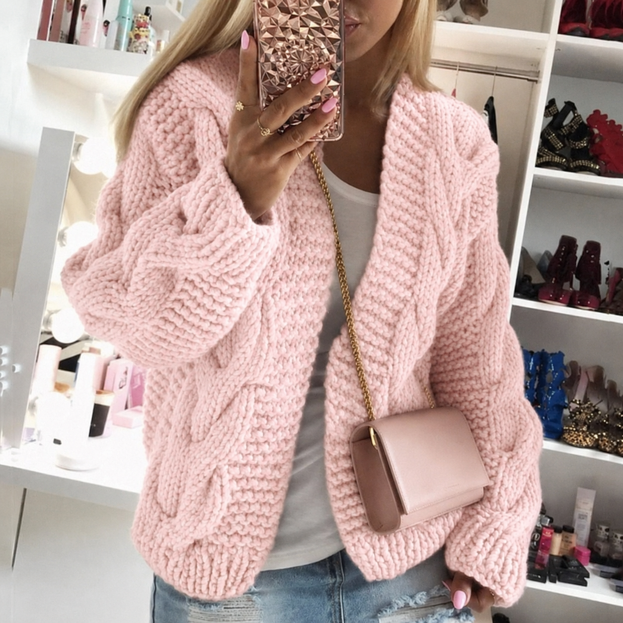 Amber | Oversize Open Chunky Knit Cardigan for Women - Image 1
