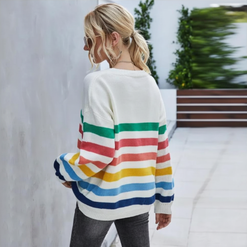 Amber | Women's Cropped Striped Sweater - Image 3