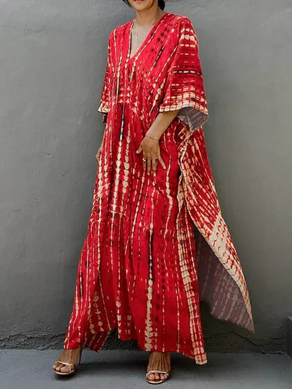 Amy | Effortless Boho Green Maxi Dress for Women in Casual Kaftan Style