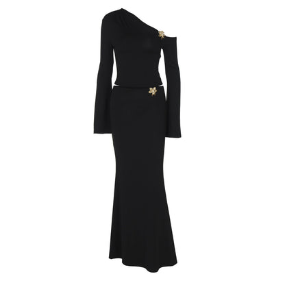 Image of Angela | Women's One Shoulder Maxi Skirt Set
