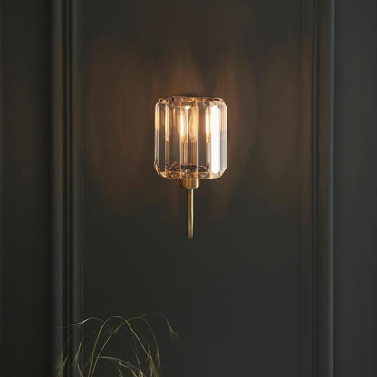 Antique Brass Wall Sconce with Faceted Shade