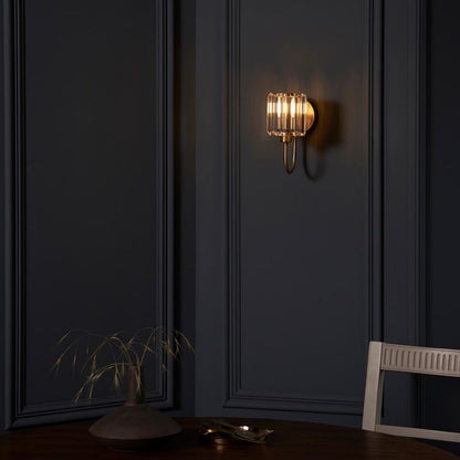 Antique Brass Wall Sconce with Faceted Shade