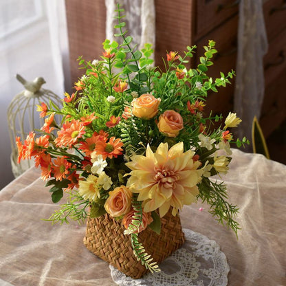 Artificial Floral Arrangement in a Woven Basket