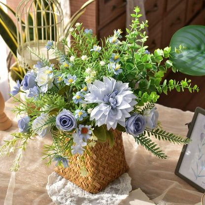 Artificial Floral Arrangement in a Woven Basket