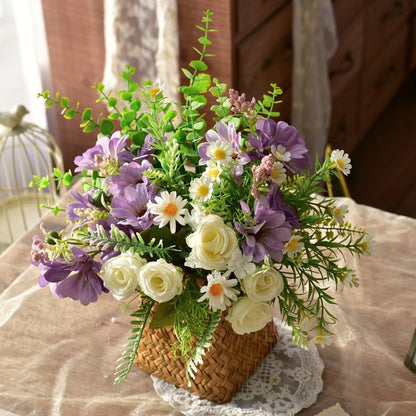 Artificial Floral Arrangement in a Woven Basket