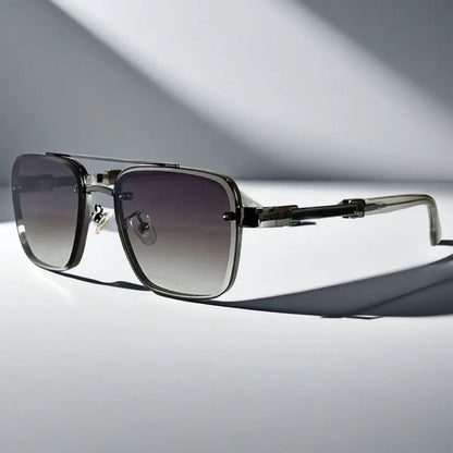 Aviator-Square Fusion Gold-Tone Gradient Lens Sunglasses