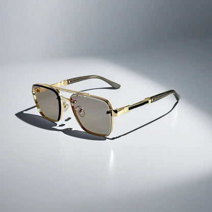 Aviator-Square Fusion Gold-Tone Gradient Lens Sunglasses