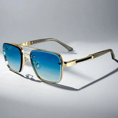Aviator-Square Fusion Gold-Tone Gradient Lens Sunglasses