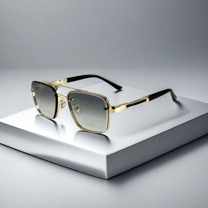 Aviator-Square Fusion Gold-Tone Gradient Lens Sunglasses