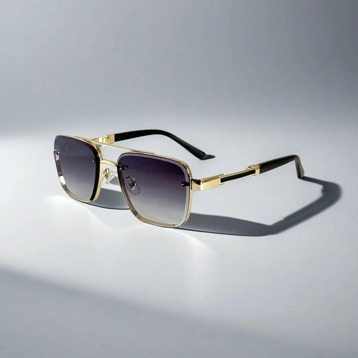 Aviator-Square Fusion Gold-Tone Gradient Lens Sunglasses