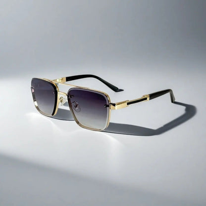 Aviator-Square Fusion Gold-Tone Gradient Lens Sunglasses
