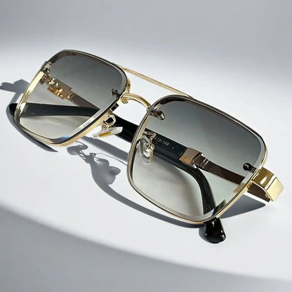 Aviator-Square Fusion Gold-Tone Gradient Lens Sunglasses