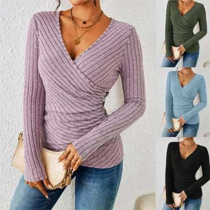 Image of Barbara | Women's Long Sleeve V-Neck Wrap Top