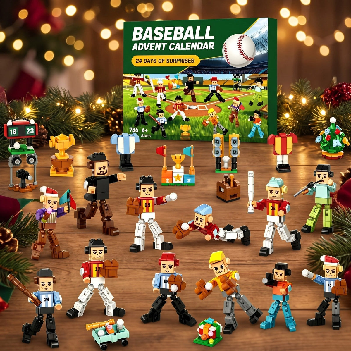 Baseball Advent Calendar, 786-Piece Brick Team and Ballpark Set