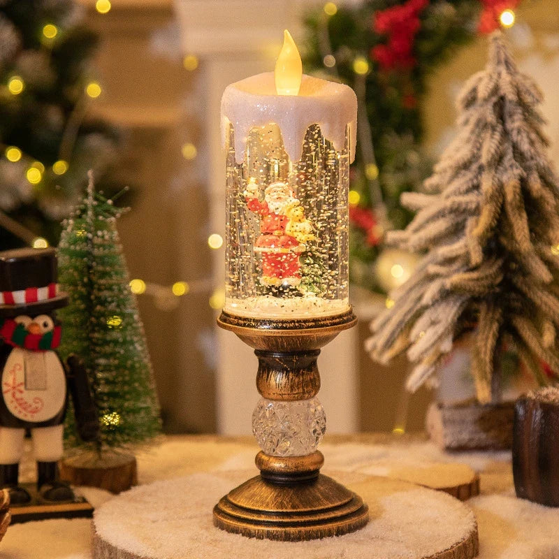 Battery-Operated Flameless LED Snow Globe Candle with Glitter Design