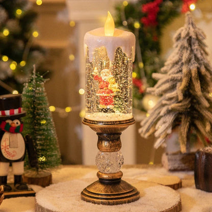Battery-Operated Flameless LED Snow Globe Candle with Glitter Design
