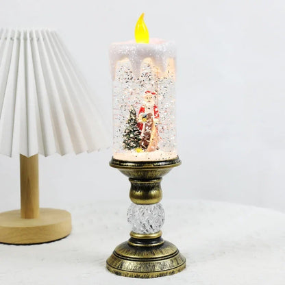 Battery-Operated Flameless LED Snow Globe Candle with Glitter Design