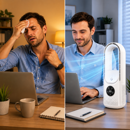 Bladeless Portable Air Cooler - Quiet & Compact Cooling for Home