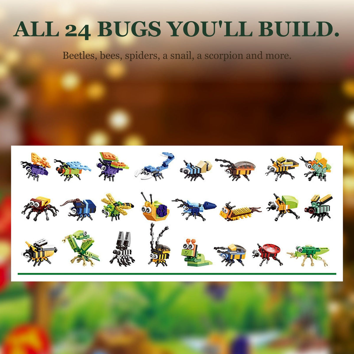 Bug and Insect Advent Calendar for Kids, 24 Brick Builds and 2 Secret Builds