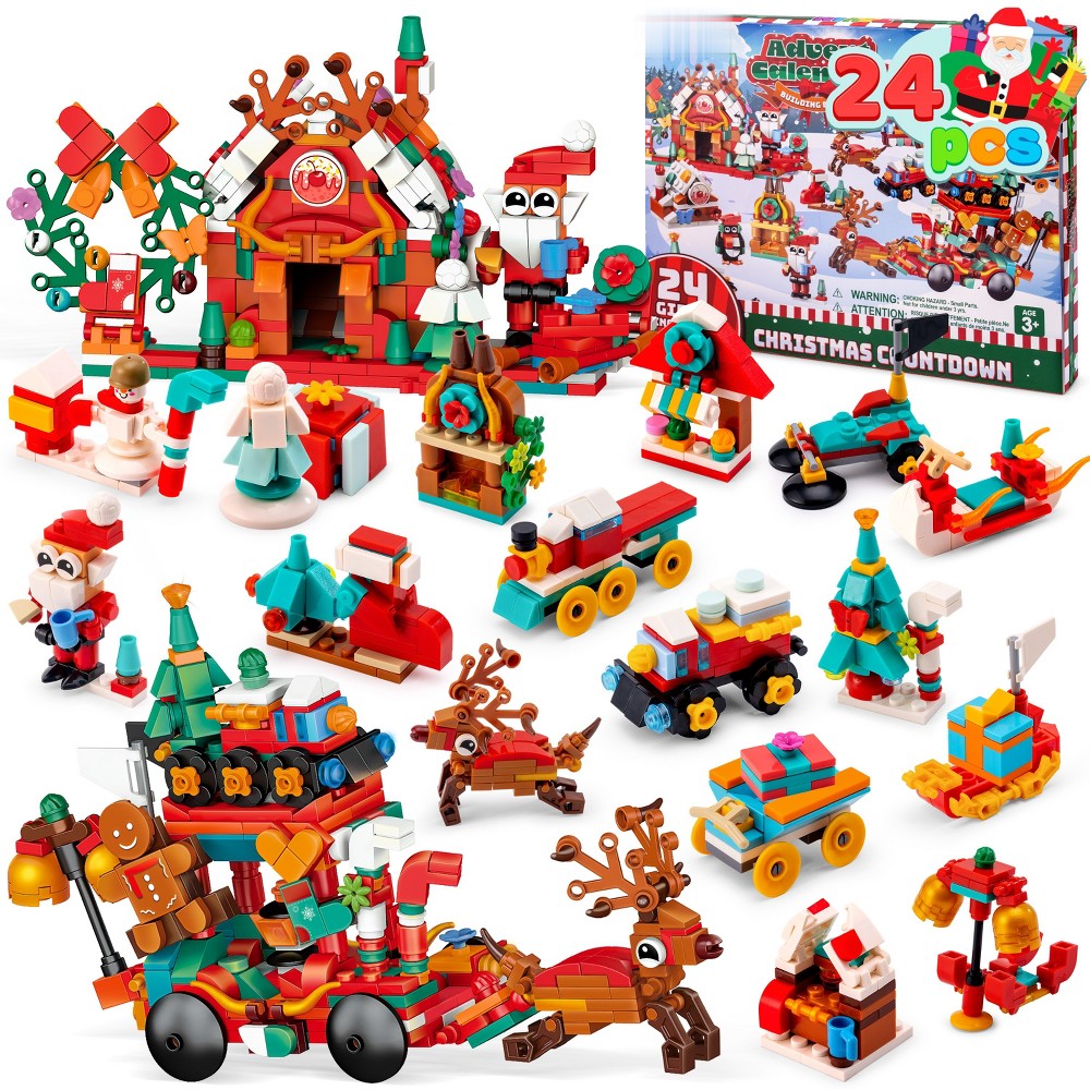 Building Block Advent Calendar with Daily Mini Sets and Two Larger Holiday Display Models