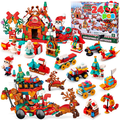 Building Block Advent Calendar with Daily Mini Sets and Two Larger Holiday Display Models