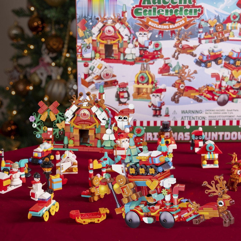 Building Block Advent Calendar with Daily Mini Sets and Two Larger Holiday Display Models