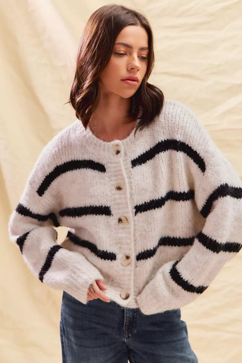 Polly | Women's Striped Button-Down Cardigan - Image 12