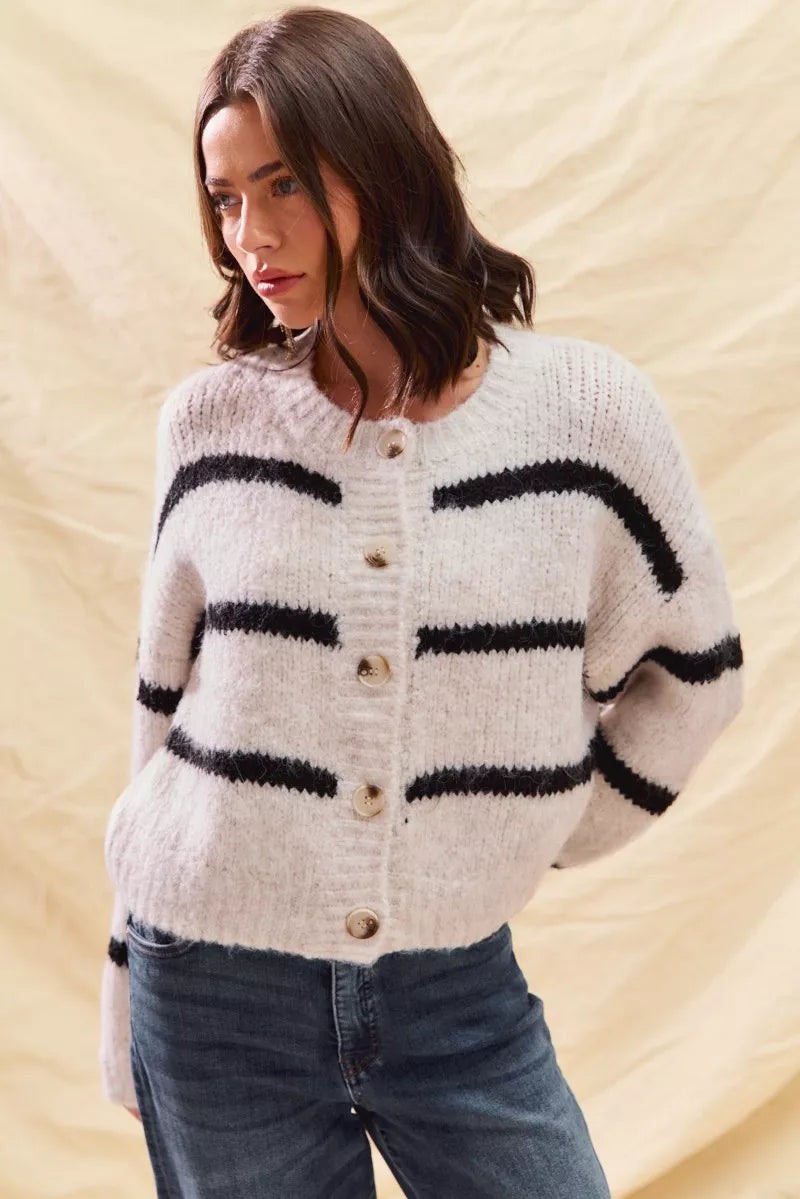 Polly | Women's Striped Button-Down Cardigan - Image 14