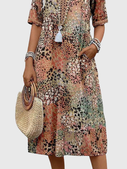 Image of Casey | Women's V-Neck A-Line Midi Dress