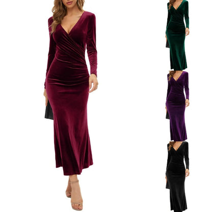 Casual Long-Sleeve V-Neck Dress