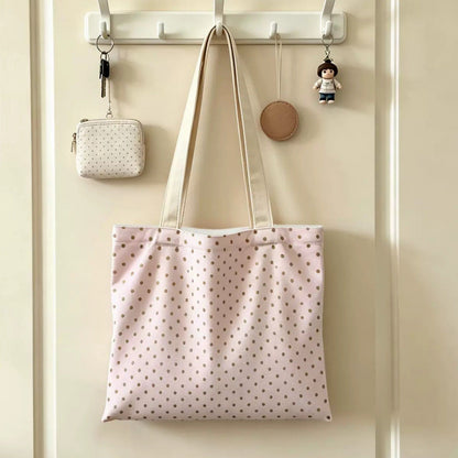 Casual Polka Dot Canvas Tote Bag