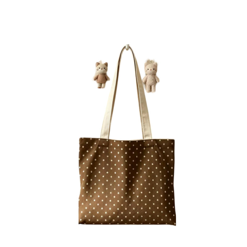 Casual Polka Dot Canvas Tote Bag
