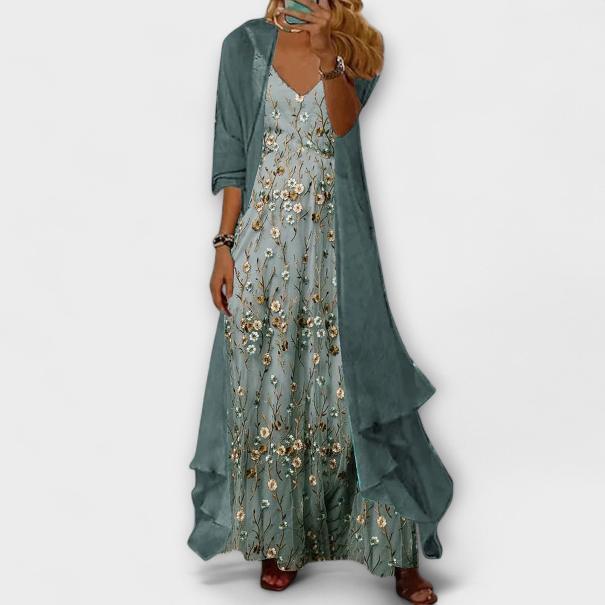 Image of Catherine | Women's V-Neck Sleeveless Maxi Dress