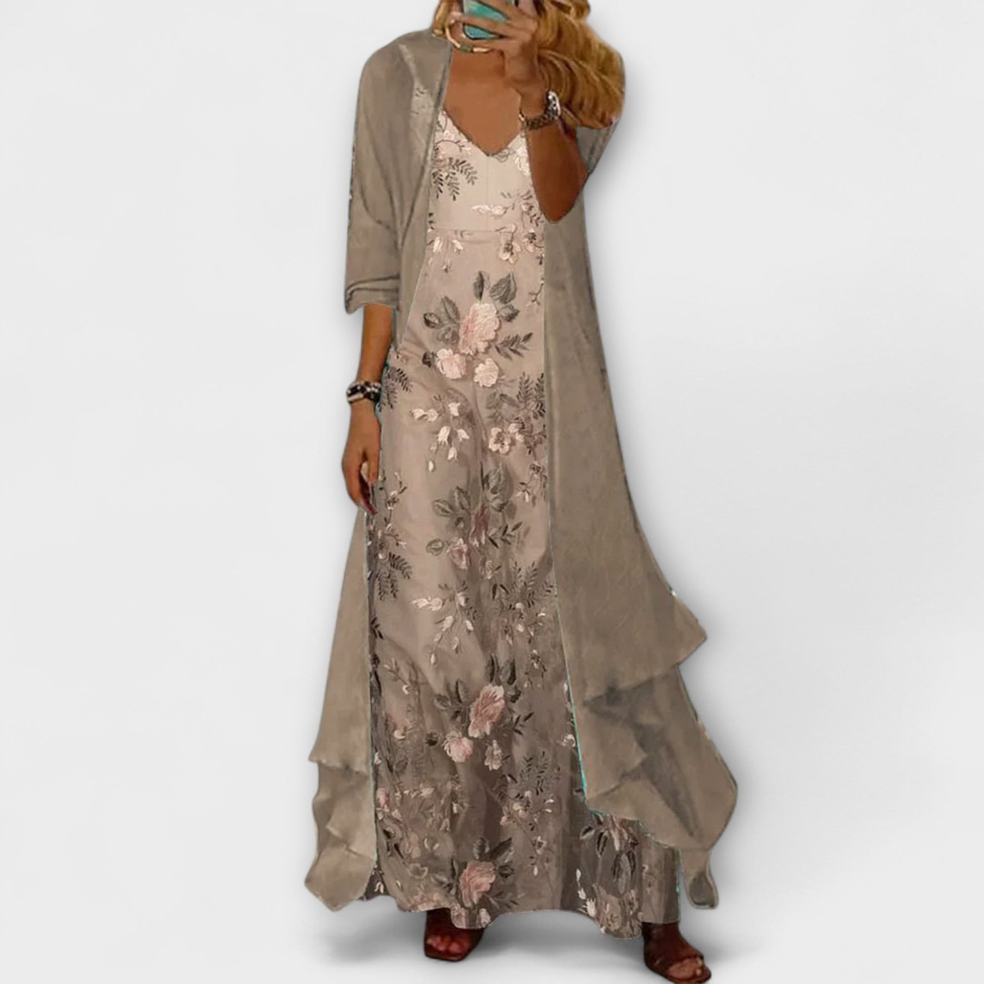 Image of Catherine | Women's V-Neck Sleeveless Maxi Dress