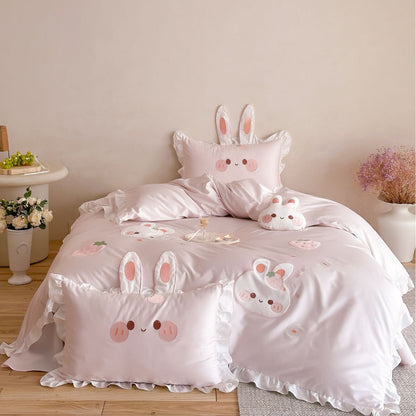Children's Bedding Set with Bunny Appliqués