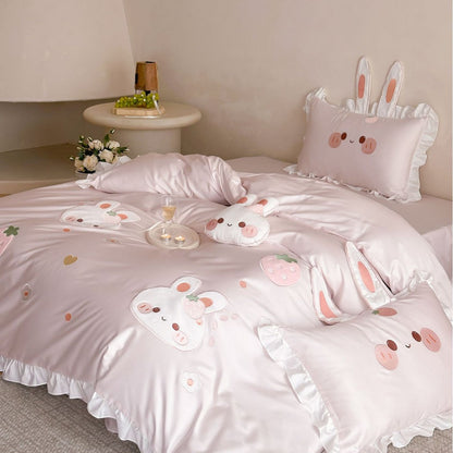 Children's Bedding Set with Bunny Appliqués