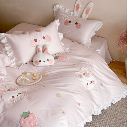 Children's Bedding Set with Bunny Appliqués