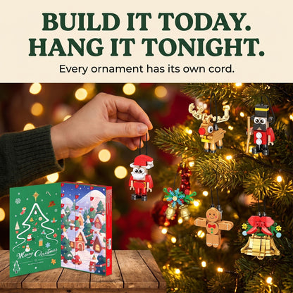 Brick Ornament Advent Calendar, 24 Hanging Christmas Builds, 700 Pieces