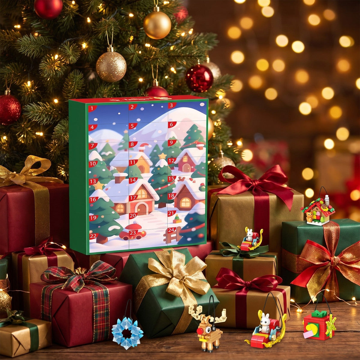 Brick Ornament Advent Calendar, 24 Hanging Christmas Builds, 700 Pieces