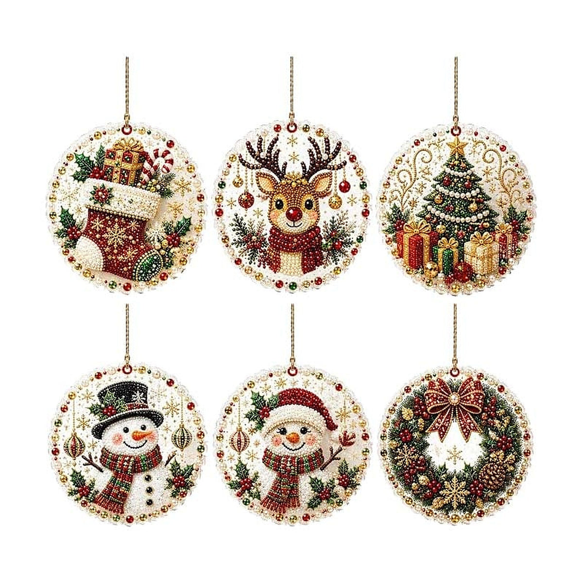 Christmas Diamond Painting - DIY Wooden Christmas Ornaments with Rhinestones
